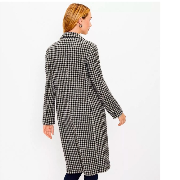 Women's Black and White Houndstooth Coat - Picture 3 of 9
